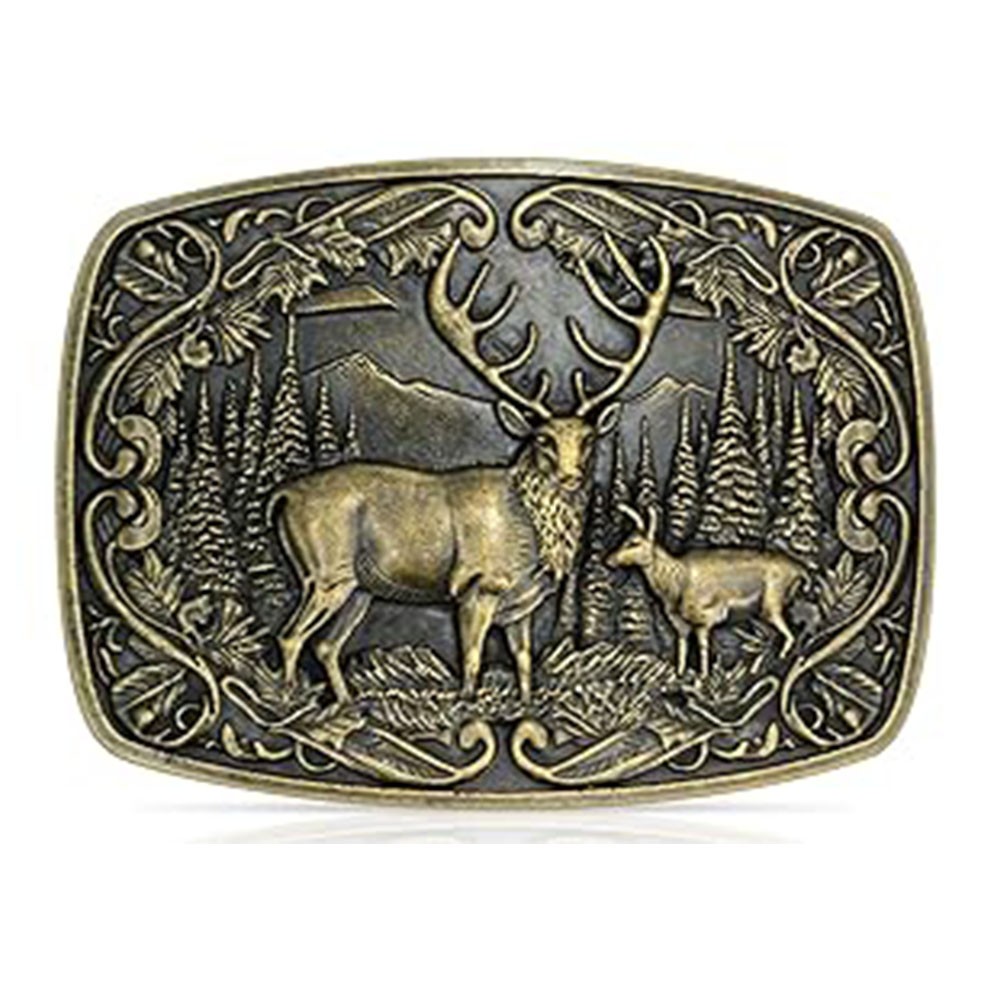 Double deer belt buckle
